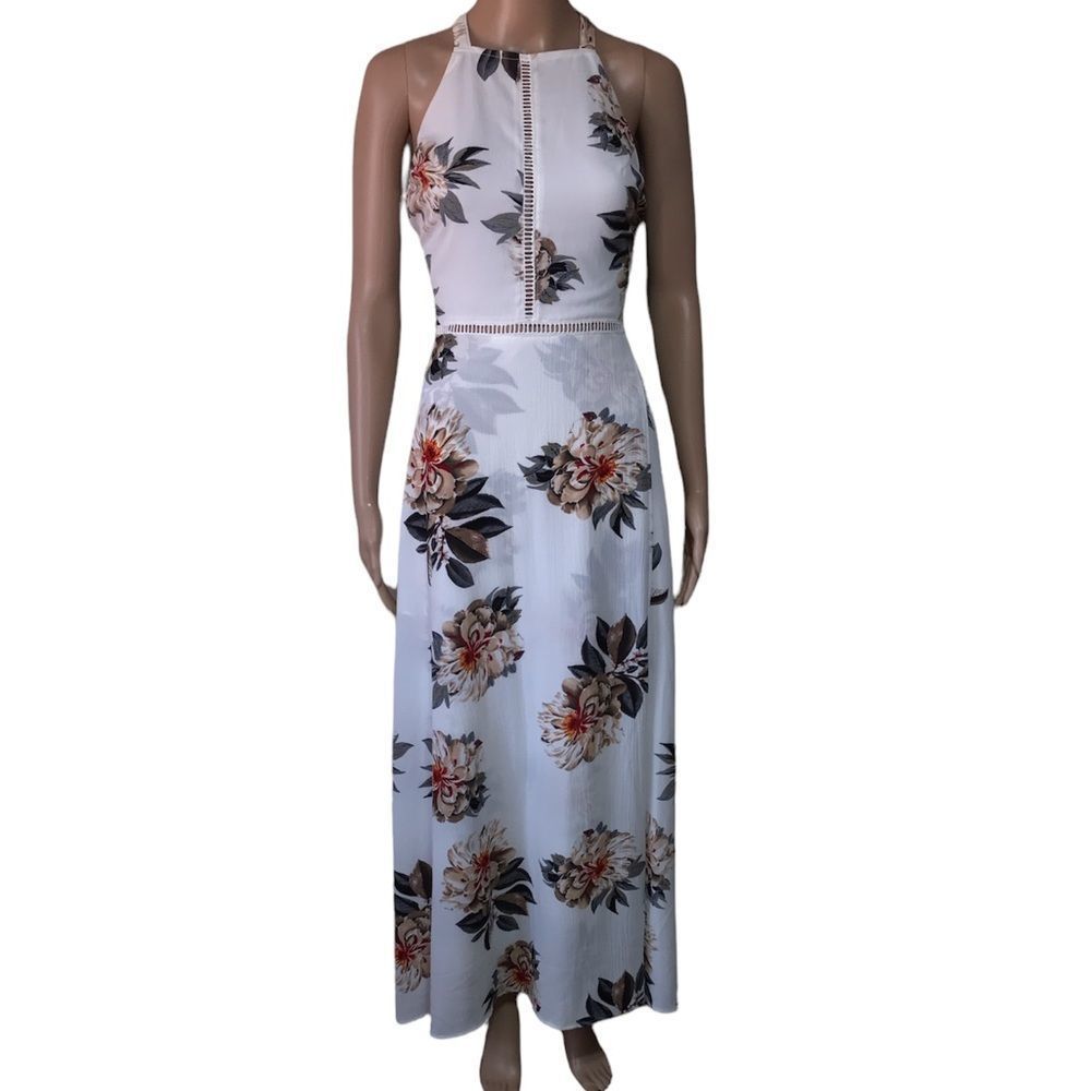 Sucrefas bohemian bold floral print dress with cutouts size small shabby chic